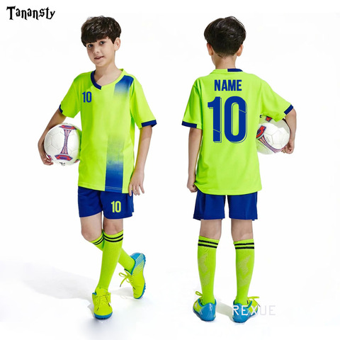 Free socks Custom Kids Soccer jerseys sets football uniform Boys 2022 Football jersey soccer Kids Joursey Sport set with socks ► Photo 1/6