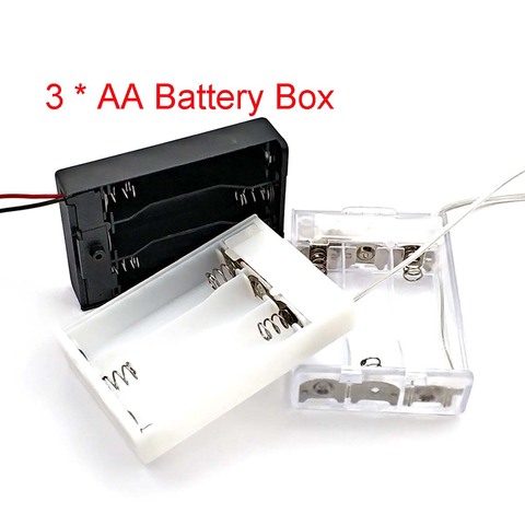 3 * AA Battery Holder Storage Case Box with Switch&Cover for 4.5V AA Batteries Standard Container Black White Transparent ► Photo 1/5