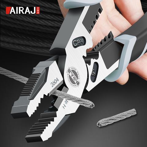 AIRAJ 9 inch Multifunction Pliers Combination Pliers Stripper Crimper Cutter Heavy Duty Wire Pliers Diagonal Pliers Hand Tools ► Photo 1/6