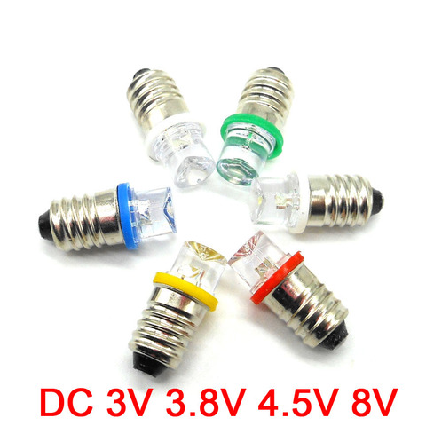 Saucer Shape Head E10 Screw Diode LED Light Bead Indicator Lamp DC 3V 3.8V 4.5V 8V Student Experimental Small Light Bulb ► Photo 1/5