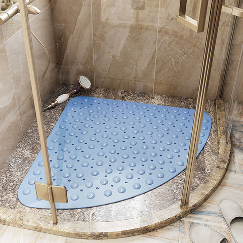 Shower Mat Non-Slip Bathtub Bath Mat Foot Mat With Removable Pumice Stone,  With Suction Cups (Gray) 