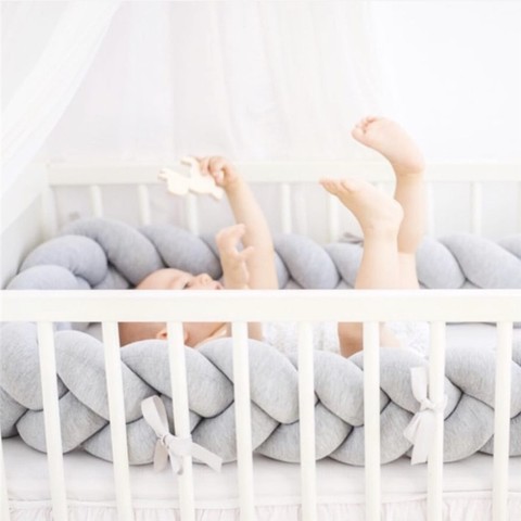 1M/2M/3M Baby Bumper Bed Bumper Newborn Knot Braid Pillow Cushion for Boy Girl Bebe Bed Protector Crib Bumper Room Decor ► Photo 1/6
