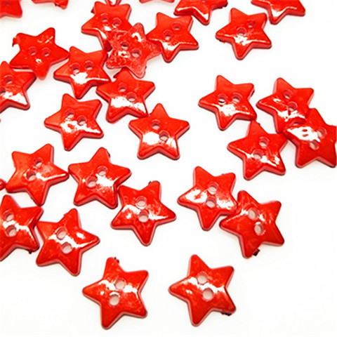 50/100pc/lot Plastic Red Star Buttons 2 Holes Sewing Accessories Christmas DIY Button Embellishments For Cardmaking Scrapbooking ► Photo 1/3