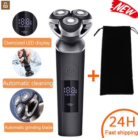 Electric shave Electric razor men beard trimmer wet and dry beard razor 3D head waterproof led display shaver form youpin 5 ► Photo 1/6