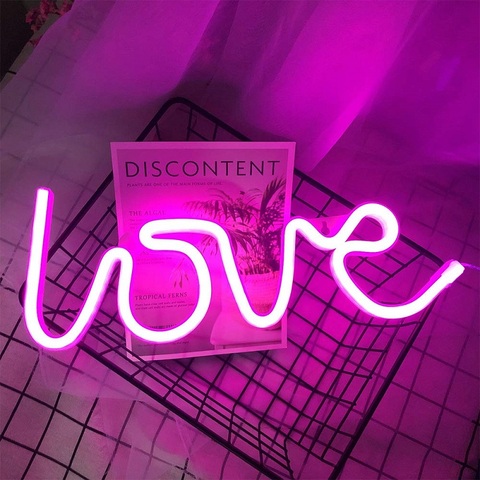 LED Neon Lights Love Shape Night Light Sign Lamp Battery USB Double Powered Nightlight for Indoor Christmas Wedding Birthday ► Photo 1/6