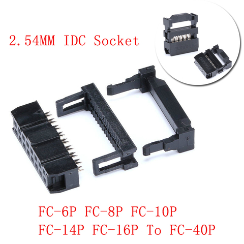 10 Sets 2.54mm IDC Socket 2x5 Pin 10 Pin Dual Row IDC Female Header Socket Connector FC-6P FC-8P FC-10P To FC-40P cable socket ► Photo 1/6