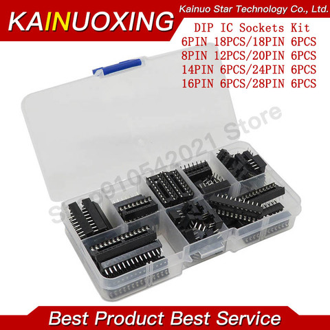 66pcs/lot DIP IC plug adapter power socket welding type kit 6,8,14,16,18,20,24,28 IC socket box brand new ► Photo 1/1