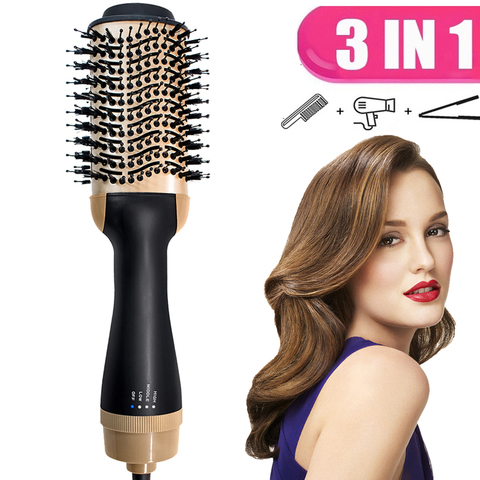 2022 Hot Air Brush 3 In 1 Volumizer Hair Dryer Hair Straightener Electric One Step Blow Dryer Hot Comb Hair Styler Hairdryer ► Photo 1/6