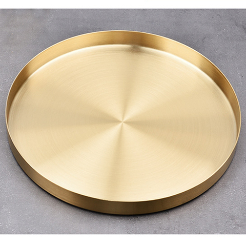 Kitchen Stainless Steel Storage Tray Space Saving Organizer Jewelry Display Plate Round Shape Multifunctional Bathroom Gold ► Photo 1/6