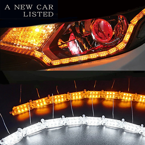 2PCS Flexible LED Strip Lights DRL Daytime Running Light Sequential Flow Headlight Corner Turn Signal DRL With Turn Signals ► Photo 1/6