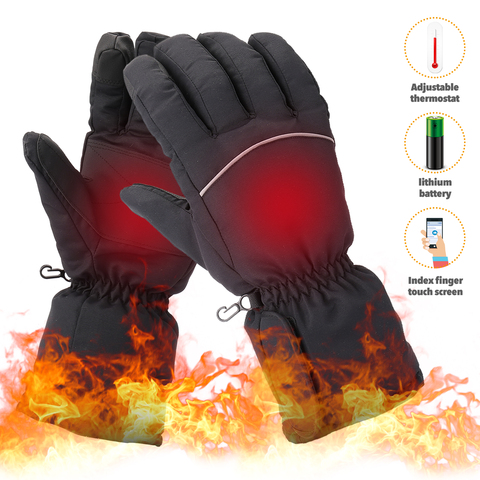Winter Warmer Electric Heated Gloves USB Hand Cycling Skiing Snowboard Gloves Thermal Rechargeable Battery Heating Ski Gloves ► Photo 1/6