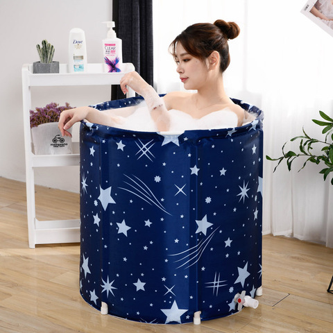 Portable Bathtub Folding Bath Bucket Foldable Large Adult Tub Baby Swimming Pool Insulation Bath Bucket Household Bath Bucket ► Photo 1/5