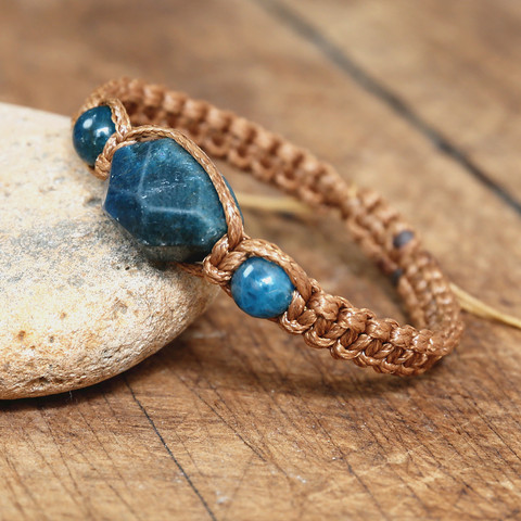 Women Men Handmade Jewelry Natural Stone Apatite Bracelet String Braided Friendship Charm Yoga Healing Energy Bracelet ► Photo 1/6