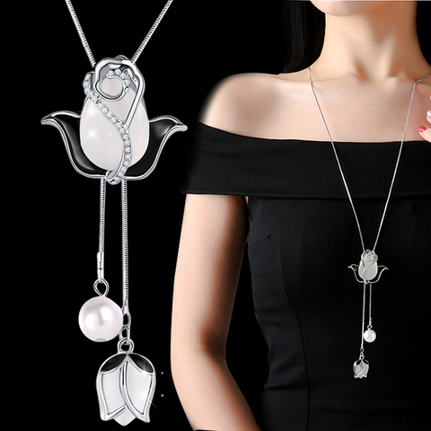 Long Flower Necklaces & Pendants for Women Collier Femme Maxi Fashion Geometric Fashion Statement Colar Accessories Jewelry 2022 ► Photo 1/6