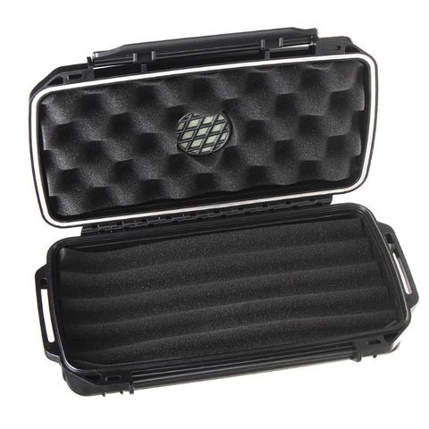 Cigar Plastic Travel Humidor Case - Waterproof, Dustproof, Shockproof Premium Plastic Hard Shell Case - Built in Foam Humidor  ► Photo 1/6