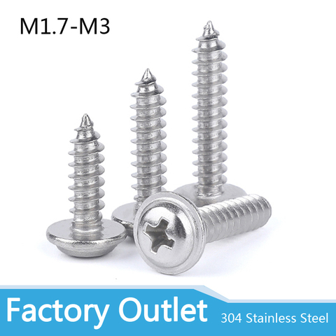 20Pcs Cross Round Head 304 stainless steel self-tapping with Padded Screws With Collar Pad Washer Silver Fastener Screw ► Photo 1/5