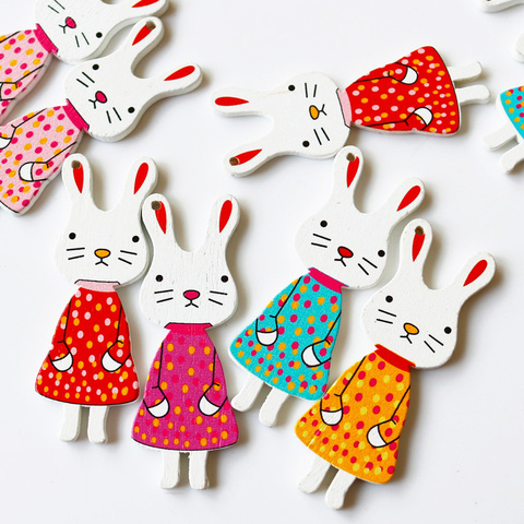 20pcs Cartoon Rabbit Gift Tag Wood Pendant Birthday Party DIY Decoration Pendant Party Festival Supplies ► Photo 1/6