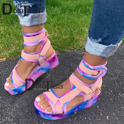 DORATASIA New Women's Gladiator Sandals Ladies Flat Platform Colorful Shoes Woman Casual Beach Summer Sandals Big Size 35-43 ► Photo 1/6