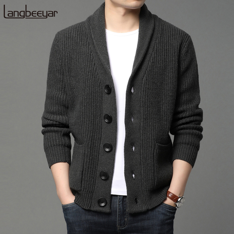 2022 High End Wool Designer Thick New Autum Winter Brand Fashion Cable Knit Sweater Jacket Men Casual Coats Korean Mens Clothing ► Photo 1/6
