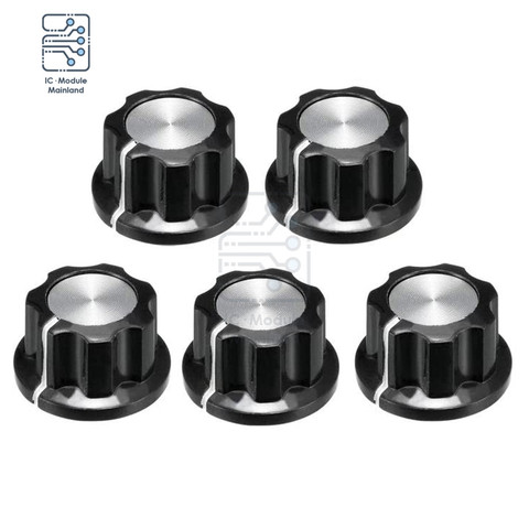 5PCS/Lot 19.5x11.5mm 6mm Diameter Shaft Silver Tone Top Potentiometer Volume Control Rotary Knobs MF-A01 Guitar Volume Knob ► Photo 1/5