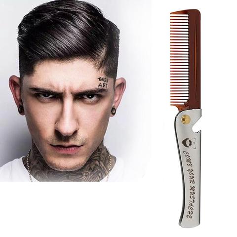 Folding Stainless Steel Combs For Men Oil Head Portable Beard Combs Hair Styling Product Combs For Man ► Photo 1/6