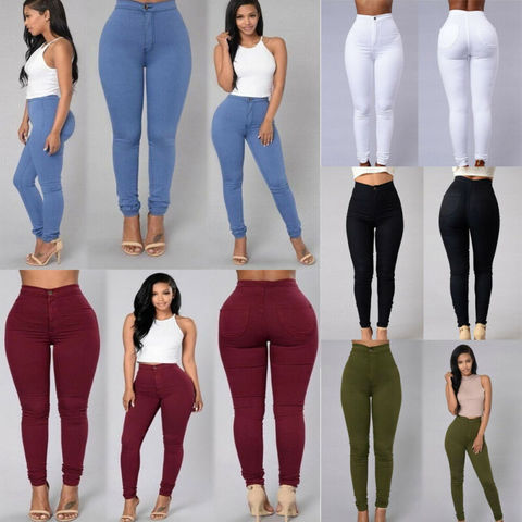 HOT SALE Women Denim Skinny Jeggings Pants High Waist Stretch Jeans Slim Pencil Trousers ► Photo 1/6