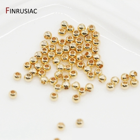 2mm/2.5mm/3mm/4mm Loose Beads High Quality Brass Metal 14K Real Gold Plated Round Smooth Ball Spacer Beads For Jewellery Making ► Photo 1/6