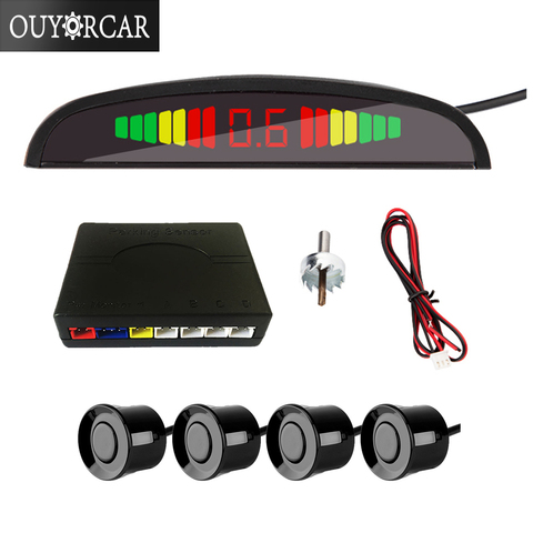 Smart Car Parktronic LED Display Backlight Detector System Reverse Parking Radar Monitor Detector Parking Sensor With 4 Sensors ► Photo 1/6