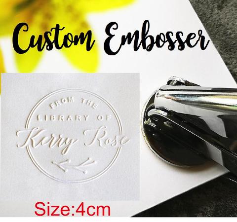 Personalized Book Embosser Your own Designs Ex Libris Custom Embosser Seal Stamp Personalized Customized 4cm From the library of ► Photo 1/6