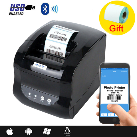 Xprinter 365B QR barcode label printer thermal receipt printer sticker bluetooth usb phone windows 20-80mm for shop supermarket ► Photo 1/6