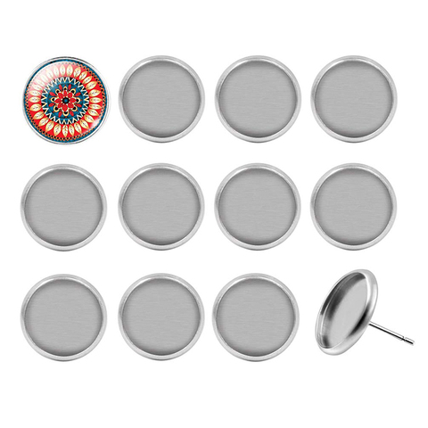 50pcs/Lot Stainless Steel Blank Earring Base Setting 10mm 12mm 14mm 16mm Cabochon Stud Earrings Jewelry Making DIY Findings ► Photo 1/6