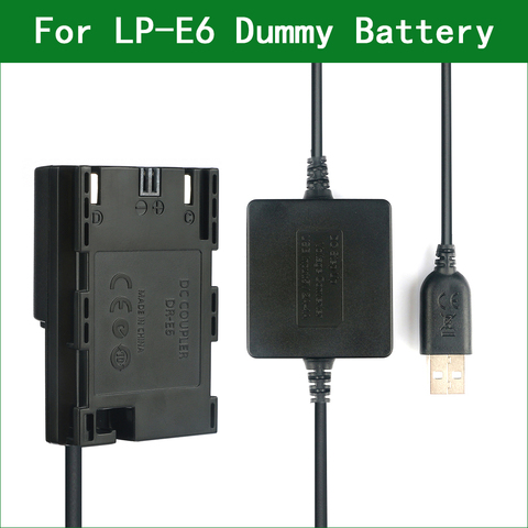 LP E6 E6N ACK-E6 DR-E6 Dummy Battery&DC Power Bank USB Cable for Canon EOS 5D Mark II III IV 7D Mark II ► Photo 1/6
