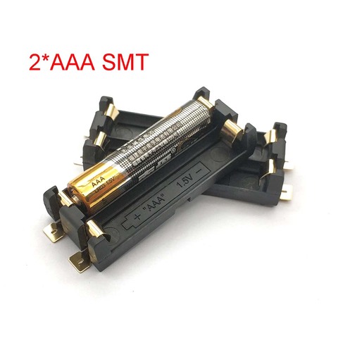 2 AAA Battery Holder SMD SMT High Quality Battery Box with Bronze Pins TBH-3A-2A-SMT ► Photo 1/6