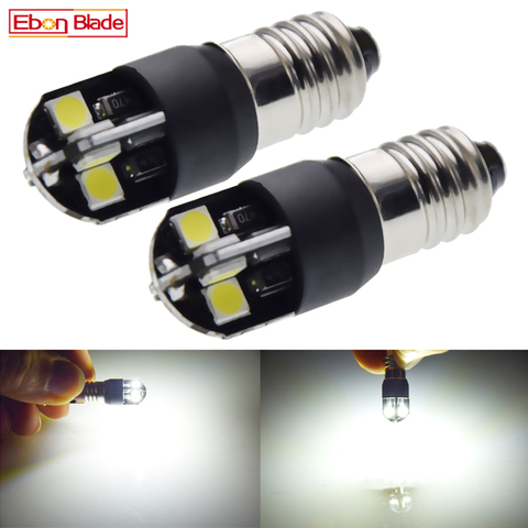 2Pcs E10 Screw Base LED Bulb Light 1447 3030 8SMD 6000K White For Flashlight Torch Motorcycle Car Bike Bikecycle Lamp 6V 12V 24V ► Photo 1/6