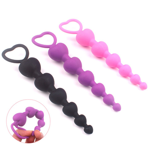 Heart beads Soft Anal Plug anus Toys Big  Balls Silicone G-Spot Stimulating Butt Plugs Adult Sex  Couple Sexy ► Photo 1/6