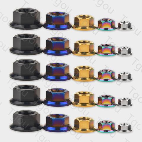 Tgou Titanium Nut DIN6921 M5/M6/M8/M10/M12/M14/M16 Flange Nuts for Bicycle Motorcycle Car 5pcs ► Photo 1/6