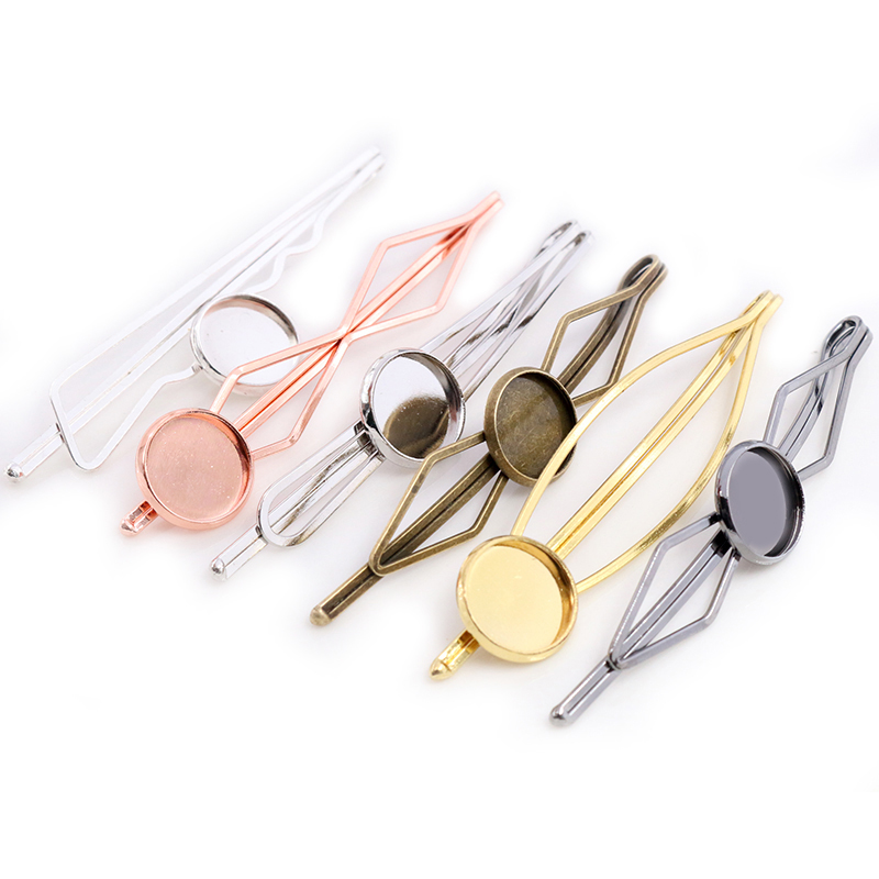 10pcs Hair Barrette With 12mm Cameo Base