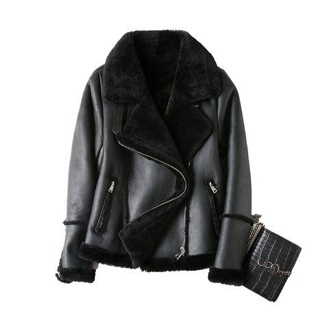 Pure merino wool coat  Motorcycle  jacket  high quality wool warm big size loose coat 2022 new design winter coat ► Photo 1/3