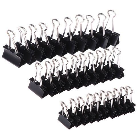 19mm/ 25mm/ 32mm 10pcs/lot Black Metal Binder Clips  Notes Letter Paper Clip Office Supplies Binding Securing Clips ► Photo 1/6