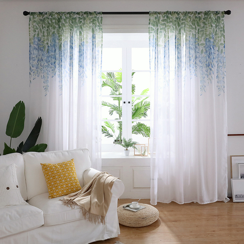 Wisteria Floral Tulle Curtains for Living room Printed Sheer Voile Curtain for Bedroom Window Screening Drapes Blinds Home Decor ► Photo 1/6