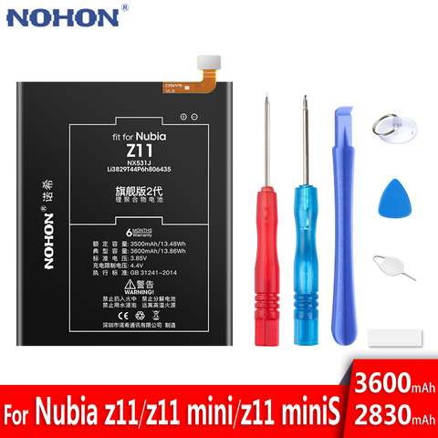 NOHON Lithium Polymer Battery For Nubia Z11 mini MiniS NX531J NX549J NX529J Original Mobile Phone Replacing Bateria + Free Tools ► Photo 1/6