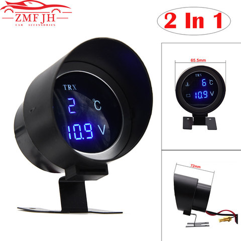 2 in 1 Round 12V 24V LED Digital Car Truck Water Temp Gauge temperature sensor temperatura motor + Voltmeter Volt Voltage Meter ► Photo 1/6