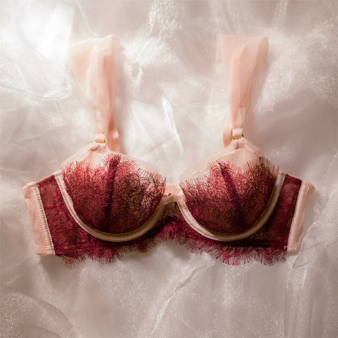 Romantic lingerie lace light super thin large sexy underwear bra suit girls bra and panty set ► Photo 1/6