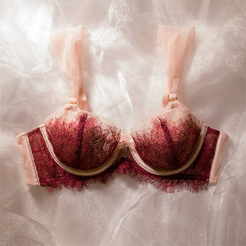 Romantic lingerie lace light super thin large sexy underwear bra suit girls bra and panty set ► Photo 1/6