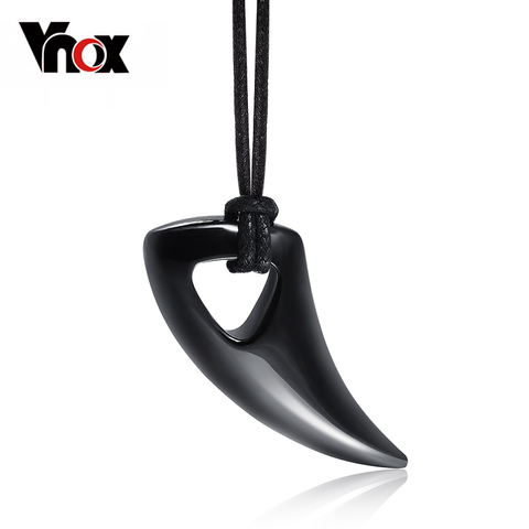 Vnox Fashion Black Stainless Steel Necklace Bull Horn Design Man Jewelry Punk Biker Men's Pendants Necklaces ► Photo 1/6