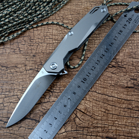 TwoSun TS-21 Flipper Folding Knife Titanium Handle 3.43