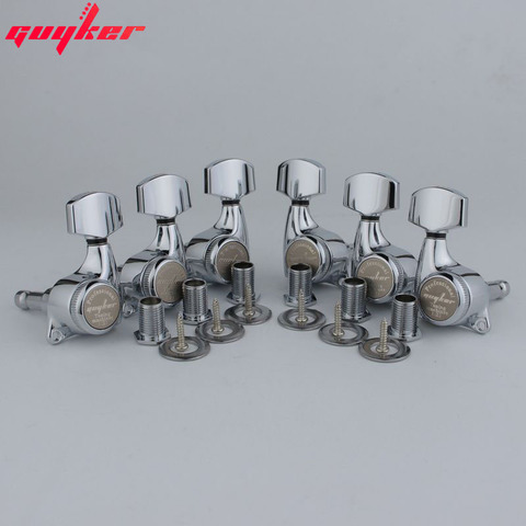 GUYKER Chrome Guitar Locking Tuners Machine Heads Tuners 3R3L Gear ratio 1:21 Lock Tuning Pegs for LP SG Electric Guitars Silver ► Photo 1/5