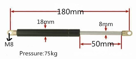 50mm Stroke 75KG Force Auto Gas Spring Strut Damper Gas Strut Shock Spring Lift Rod 1.97