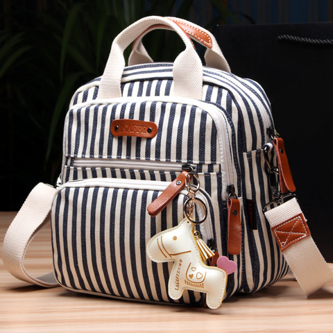 Canvas Multifunction Diaper Bag Women Striped Fabric Infant Baby Stroller Nappy Bag for Mom Female Multi-pockets Messenger Bag ► Photo 1/6