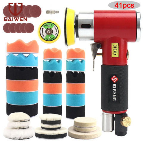 Mini Orbital Air Sander Car Polisher Machine 2inch 3inch 90 Degrees Dual Action Pneumatic Tools With 27pcs Polishing Pad Kit ► Photo 1/6